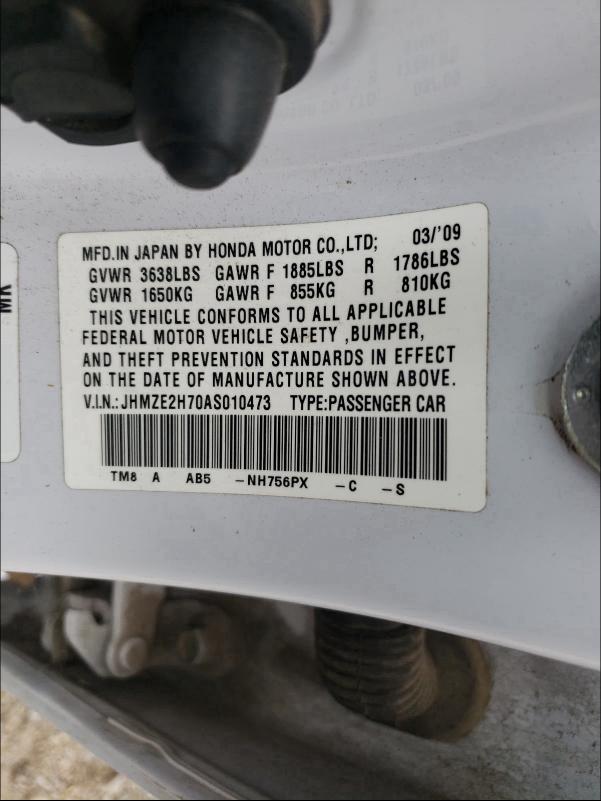 2010 HONDA INSIGHT EX JHMZE2H70AS010473