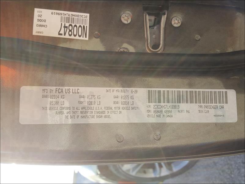 2020 DODGE CHARGER GT 2C3CDXHG7LH169819