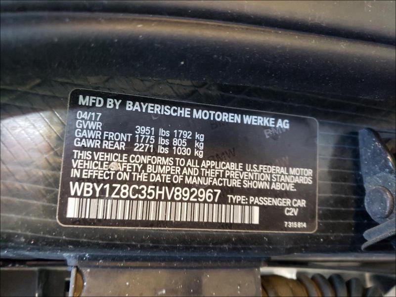 2017 BMW I3 REX WBY1Z8C35HV892967