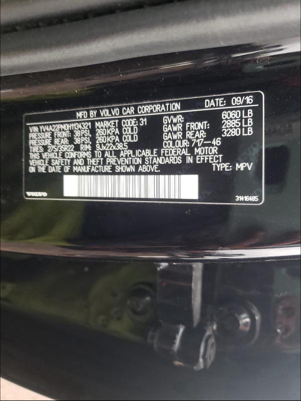 2017 VOLVO XC90 T6 YV4A22PM0H1134321