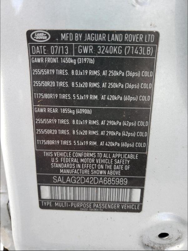 2013 LAND ROVER LR4 HSE SALAG2D42DA685989
