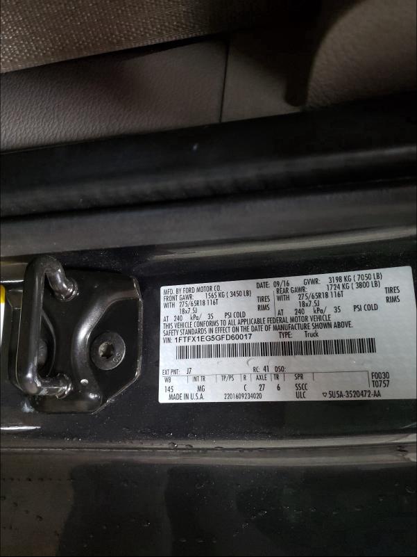 2016 FORD F150 SUPER 1FTFX1EG5GFD60017