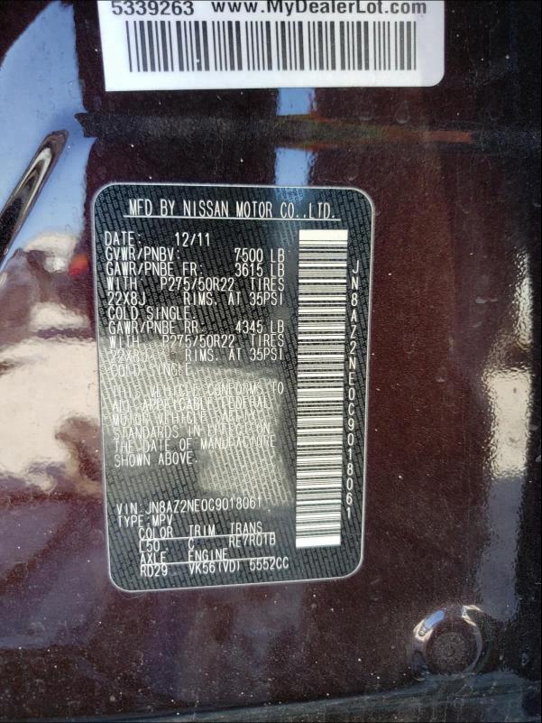 2012 INFINITI QX56 JN8AZ2NE0C9018061