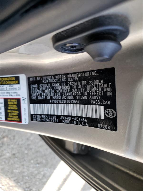 2015 TOYOTA AVALON HYB 4T1BD1EB2FU042647