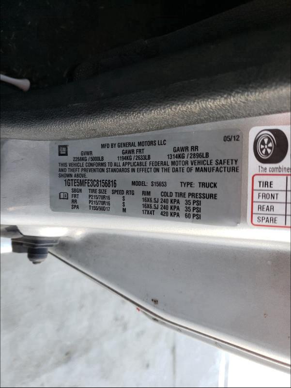 2012 GMC CANYON SLE 1GTE5MFE3C8156816