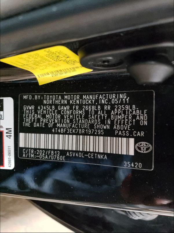 2011 TOYOTA CAMRY 4T4BF3EK7BR197295