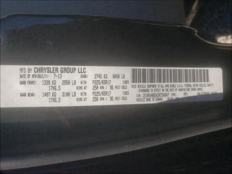 2013 VOLKSWAGEN ROUTAN SE 2C4RVABGXDR724847