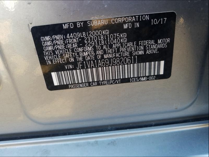 2018 SUBARU WRX JF1VA1A69J9820611