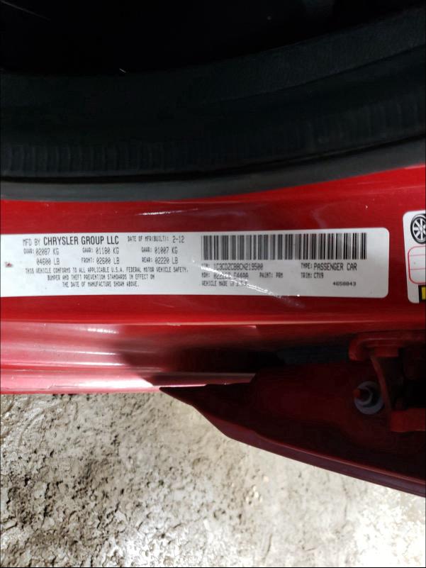 2012 DODGE AVENGER SX 1C3CDZCB8CN219500