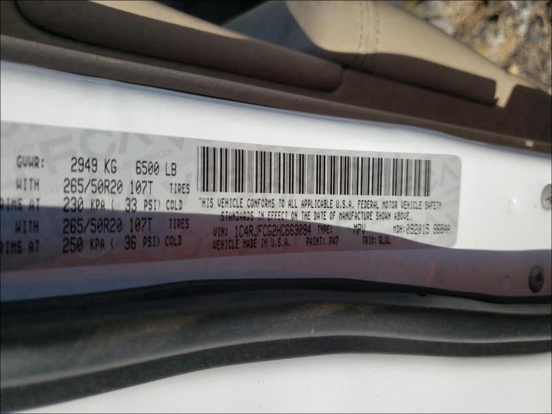 2017 JEEP GRAND CHER 1C4RJFCG2HC663094