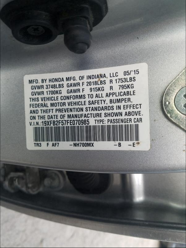 2015 HONDA CIVIC LX 19XFB2F57FE070985