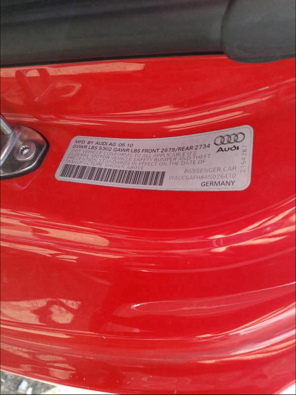 2010 AUDI S5 PREMIUM WAUCGAFH8AN026410