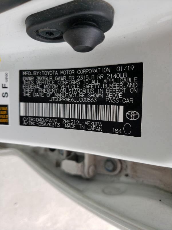 2020 TOYOTA COROLLA L JTDDPRAE6LJ000563