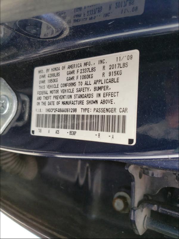 2010 HONDA ACCORD LXP 1HGCP2F48AA061298