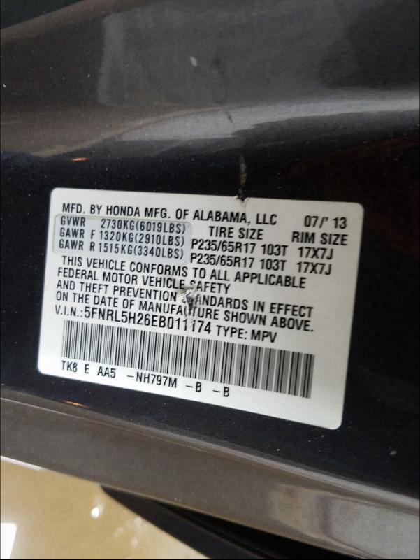 2014 HONDA ODYSSEY LX 5FNRL5H26EB011174