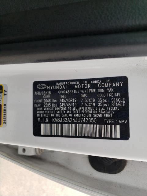 2018 HYUNDAI TUCSON VAL KM8J33A25JU742350