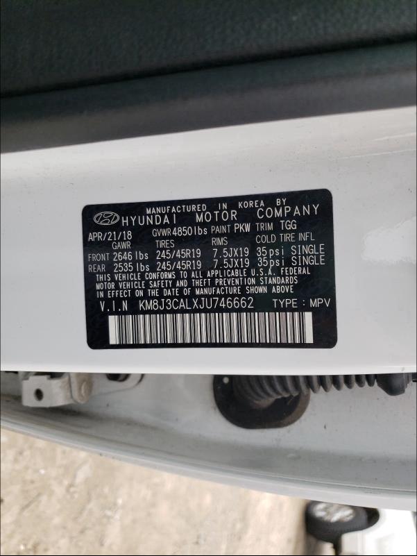 2018 HYUNDAI TUCSON SPO KM8J3CALXJU746662