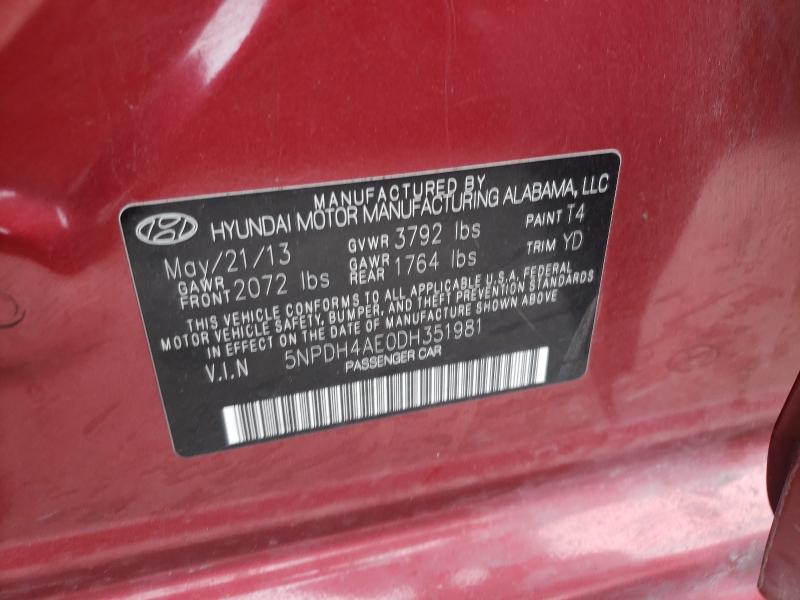 2013 HYUNDAI ELANTRA 5NPDH4AE0DH351981