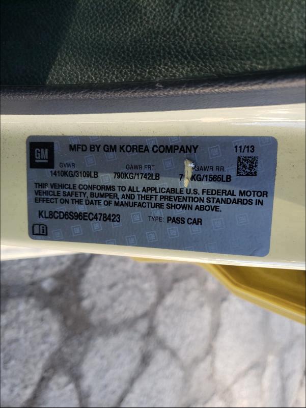 2014 CHEVROLET SPARK KL8CD6S96EC478423