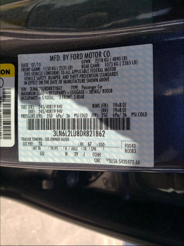 2013 LINCOLN MKZ HYBRID 3LN6L2LU8DR821862