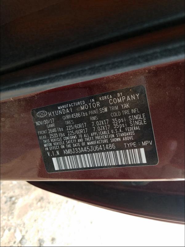 2018 HYUNDAI TUCSON SEL KM8J33A45JU641486