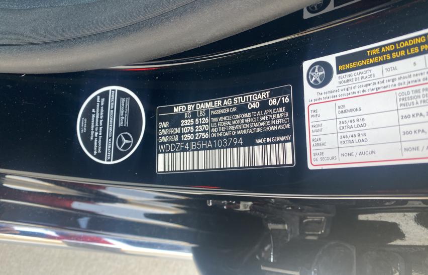 2017 MERCEDES-BENZ E 300 WDDZF4JB5HA103794