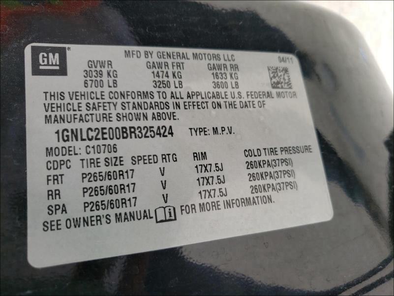 2011 CHEVROLET TAHOE POLI 1GNLC2E00BR325424