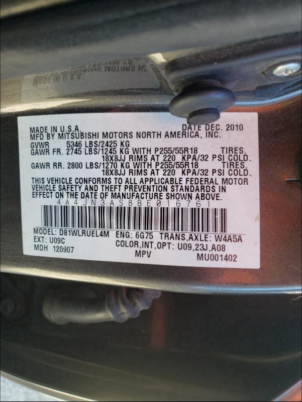 2011 MITSUBISHI ENDEAVOR S 4A4JN3AS8BE016761