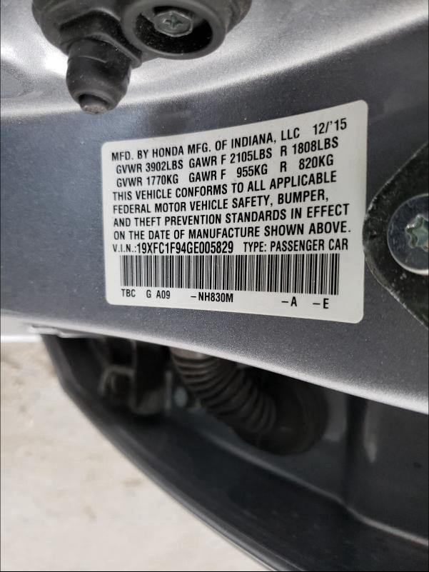 2016 HONDA CIVIC TOUR 19XFC1F94GE005829