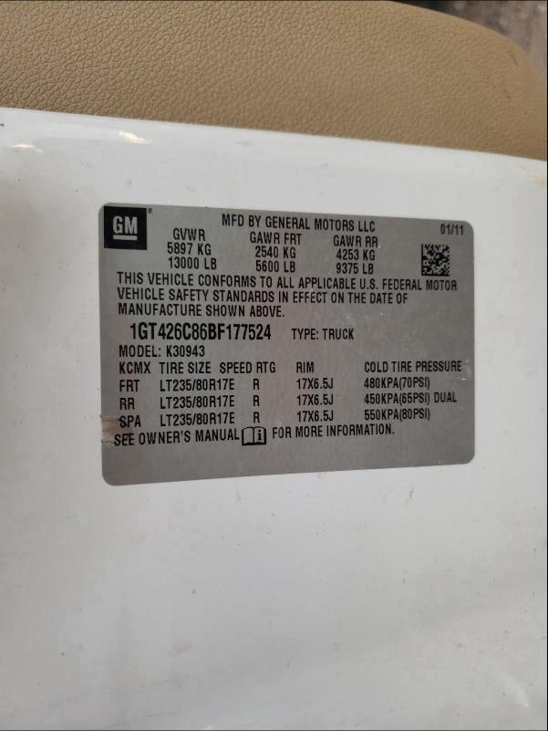 2011 GMC SIERRA K35 1GT426C86BF177524