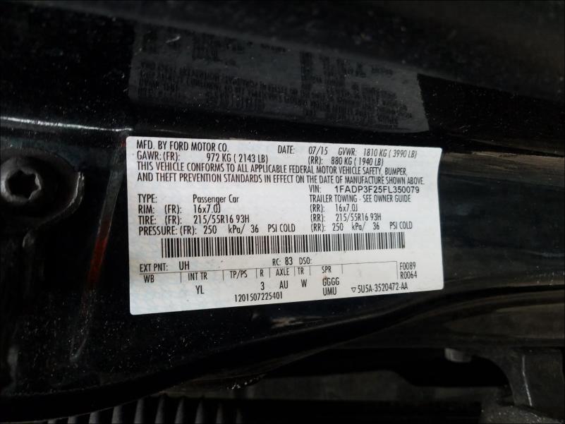 2015 FORD FOCUS SE 1FADP3F25FL350079
