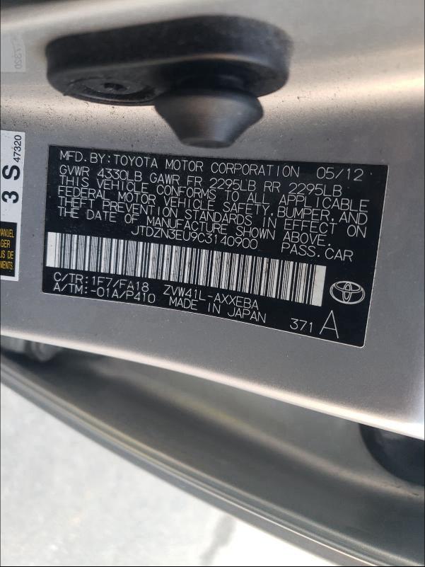 2012 TOYOTA PRIUS V JTDZN3EU9C3140900