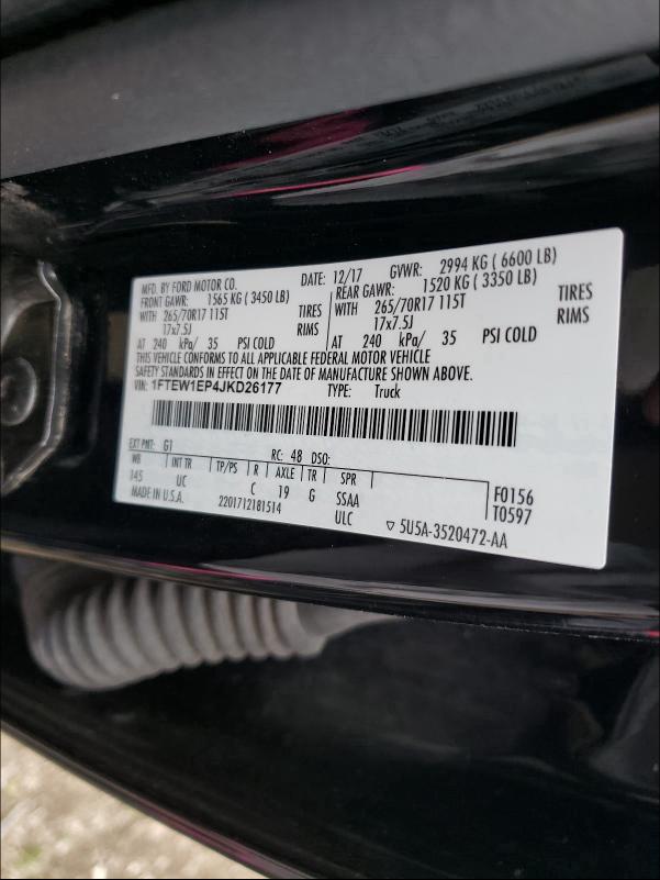 2018 FORD PICKUP 1FTEW1EP4JKD26177