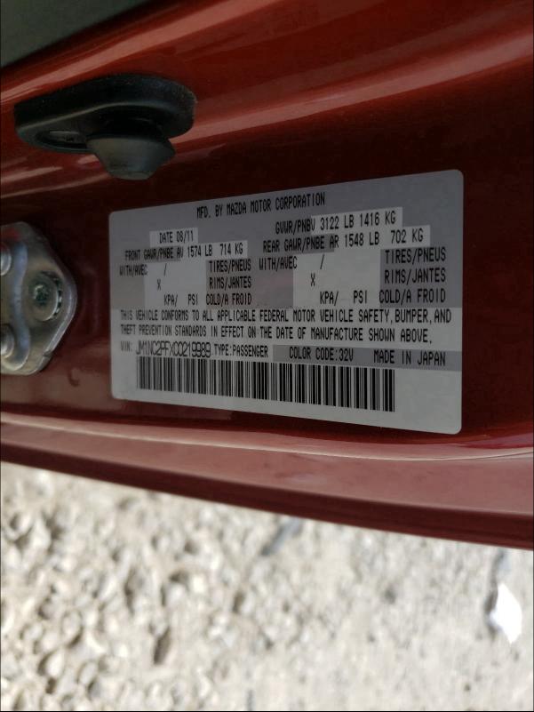 2012 MAZDA MX-5 MIATA JM1NC2PFXC0219989