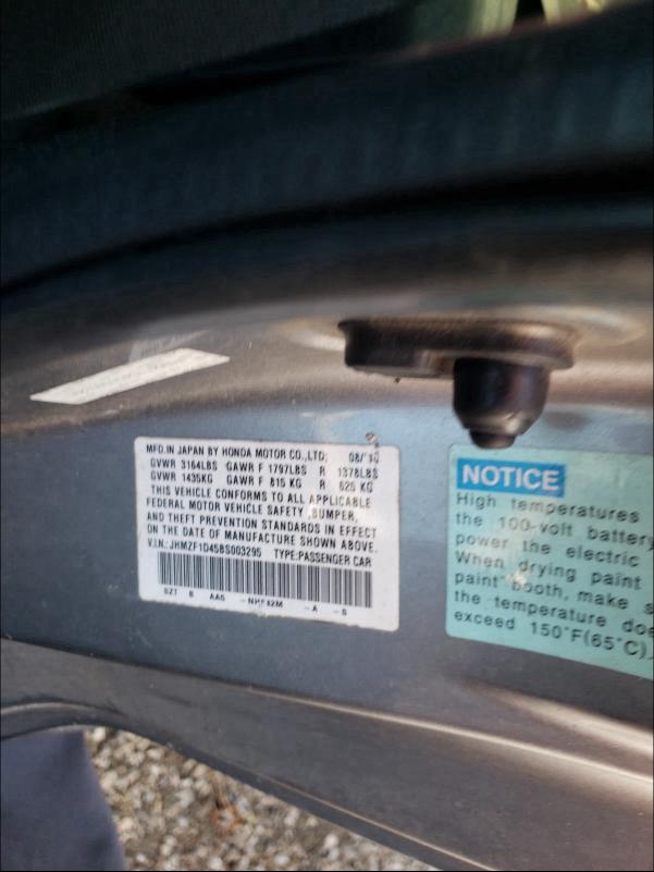 2011 HONDA CR-Z JHMZF1D45BS003295