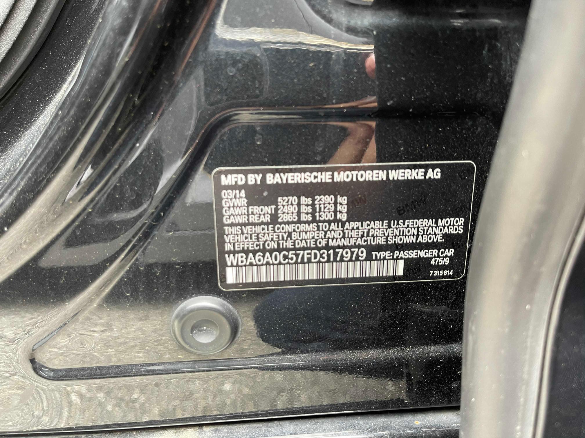 2015 BMW 640 I GRAN WBA6A0C57FD317979