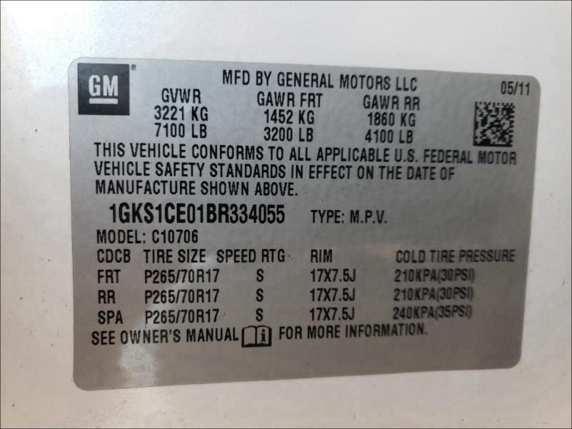 2011 GMC YUKON SLT 1GKS1CE01BR334055