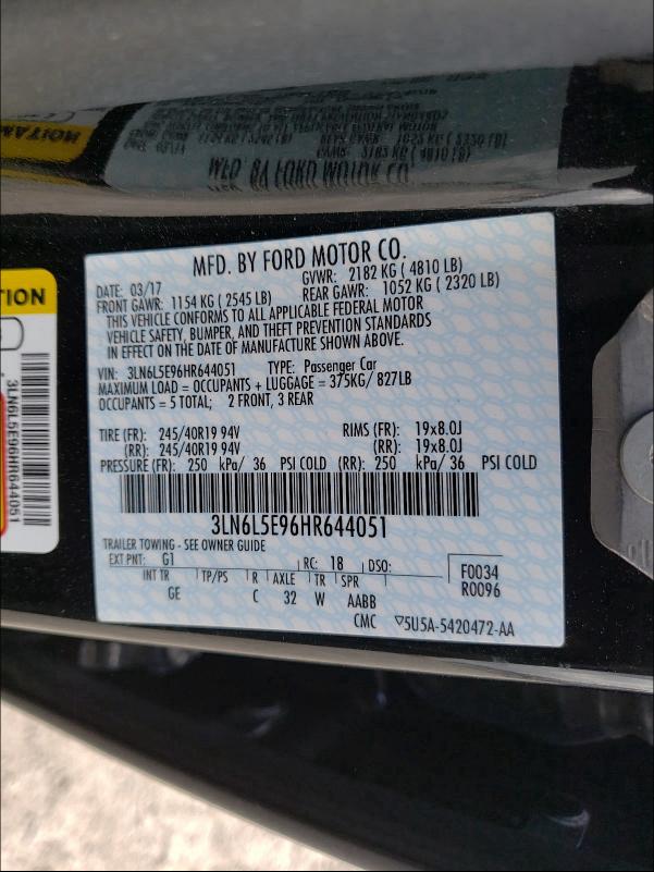 2017 LINCOLN MKZ RESERV 3LN6L5E96HR644051