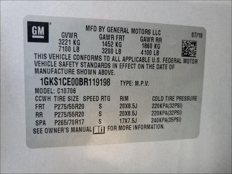 2011 GMC YUKON SLT 1GKS1CE00BR119198