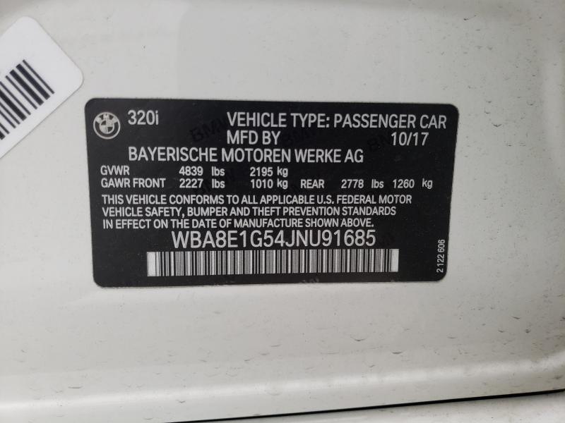 2018 BMW 320 I WBA8E1G54JNU91685
