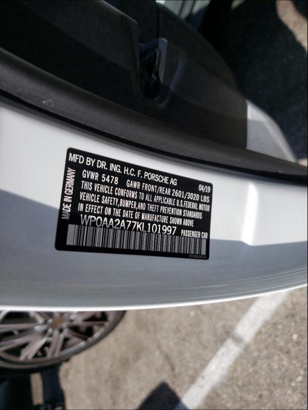 2019 PORSCHE PANAMERA B WP0AA2A77KL101997