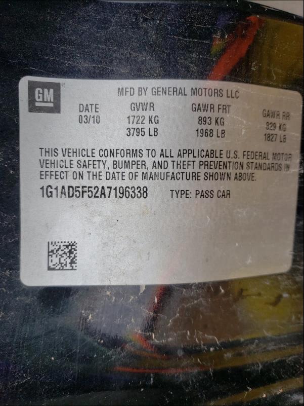 2010 CHEVROLET COBALT 1LT 1G1AD5F52A7196338