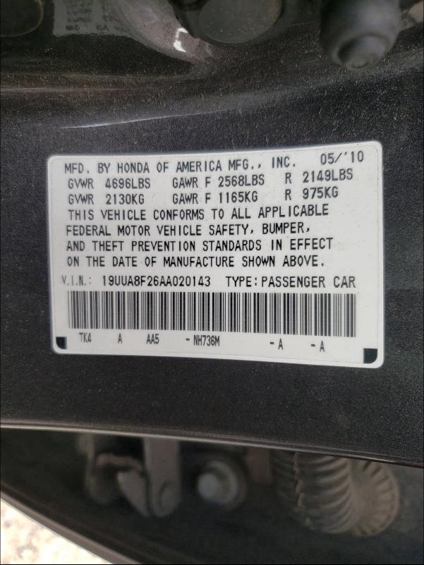 2010 ACURA TL 19UUA8F26AA020143