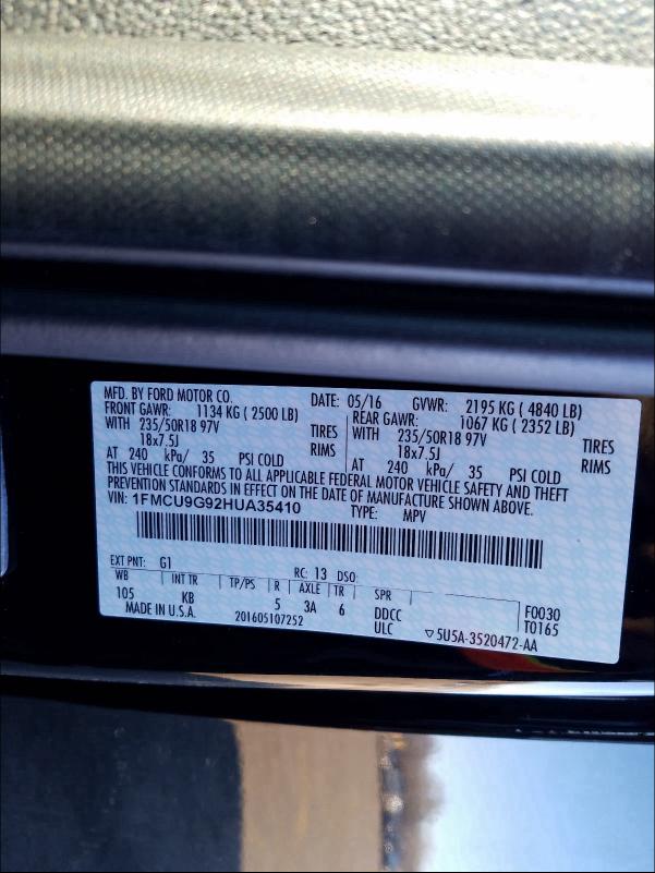 2017 FORD ESCORT SE 1FMCU9G92HUA35410