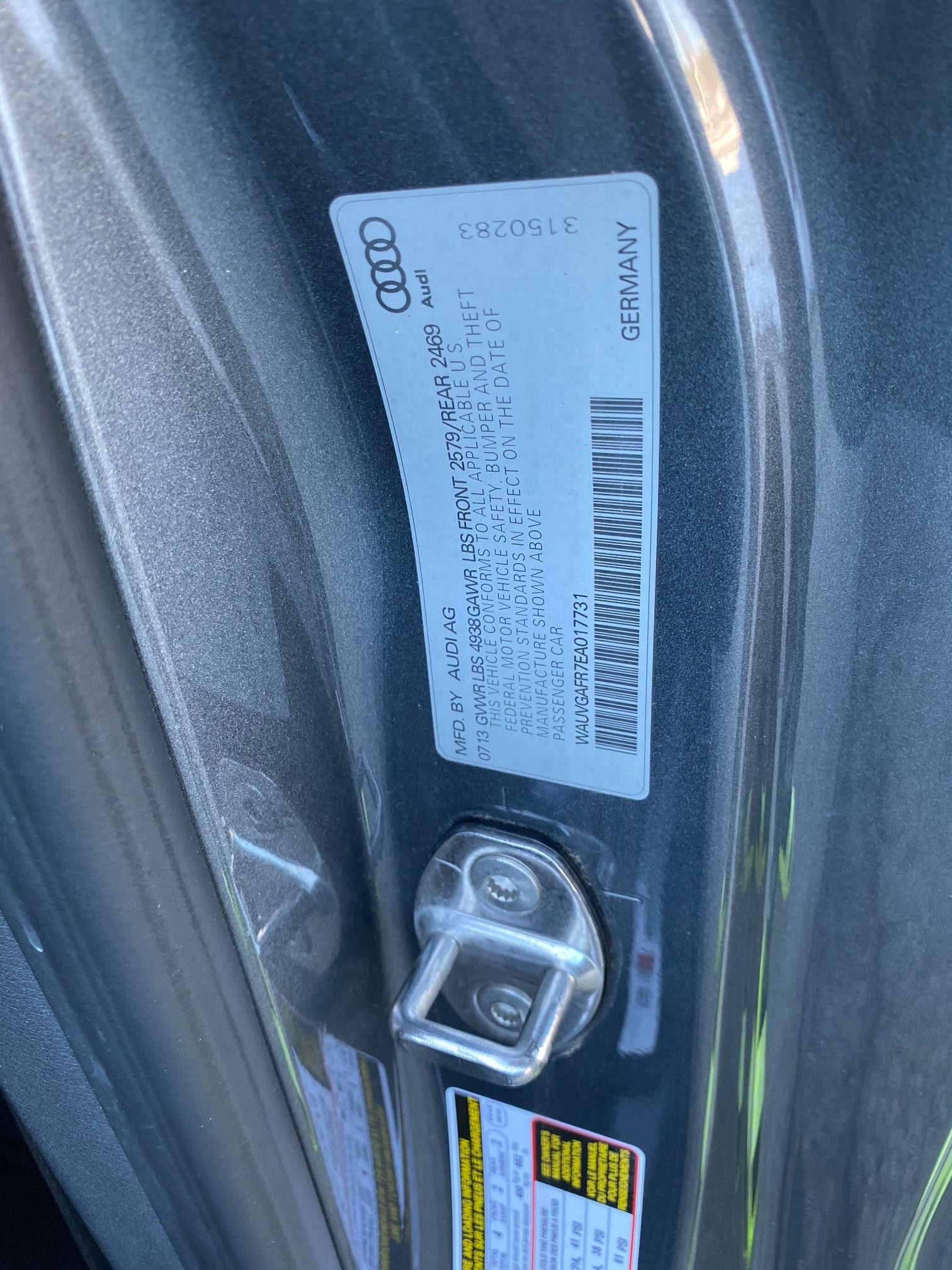 2014 AUDI S5 PRESTIG WAUVGAFR7EA017731