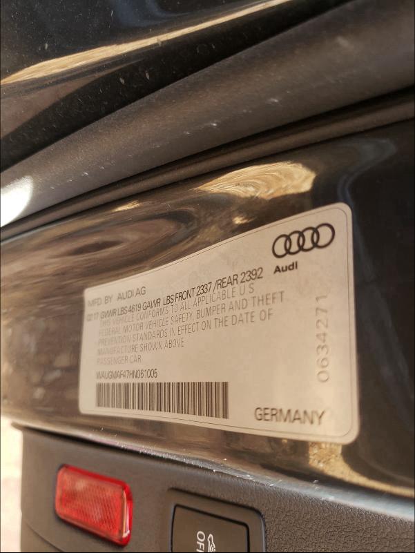 2017 AUDI A4 ULTRA P WAUGMAF47HN061005