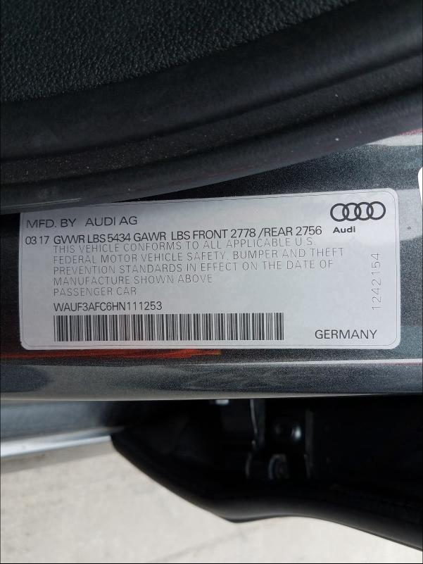 2017 AUDI A6 COMPETI WAUF3AFC6HN111253