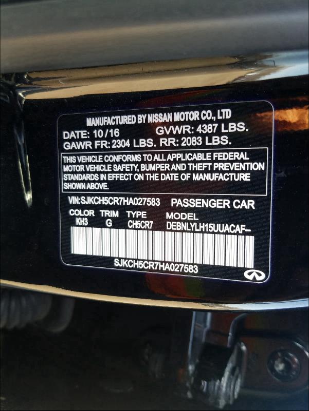 2017 INFINITI QX30 BASE SJKCH5CR7HA027583