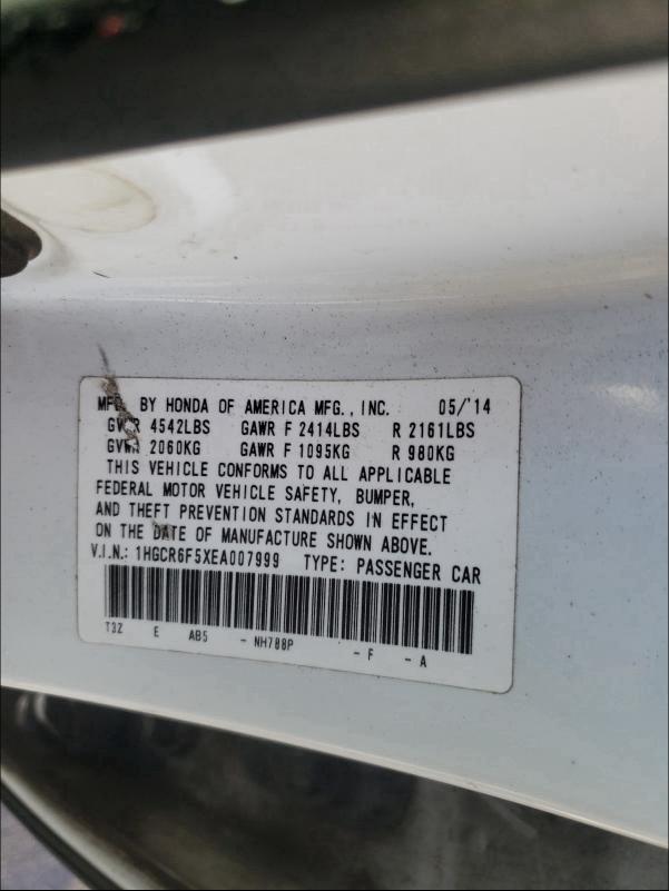 2014 HONDA ACCORD HYB 1HGCR6F5XEA007999