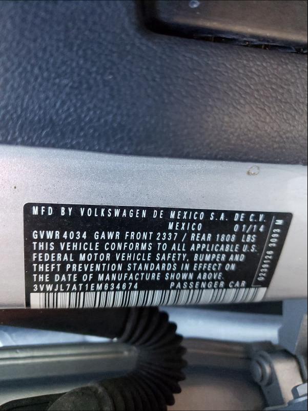 2014 VOLKSWAGEN BEETLE 3VWJL7AT1EM634674